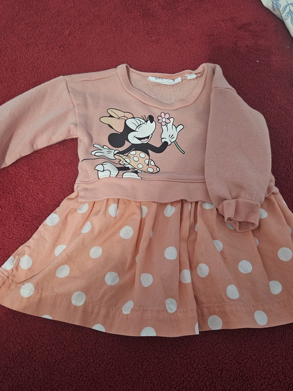 GAP Peach Minnie Mouse Polka Dot Sweater Dress
